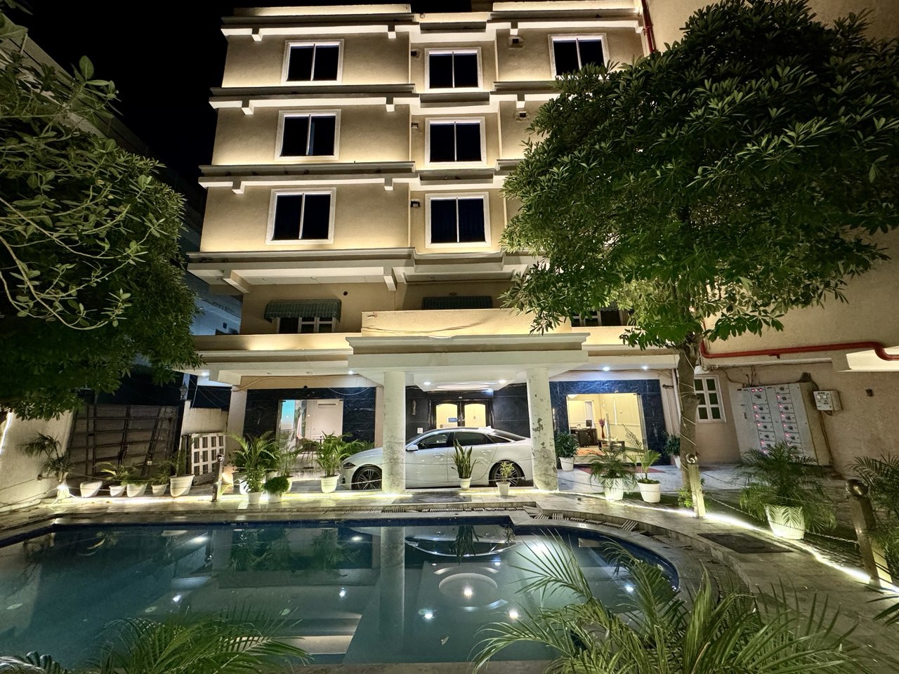 The Grand Shoba - Pool & Facade by Night